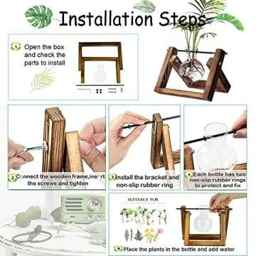 Kingbuy Plant Propagation Station Air Plant Terrarium Bulb Vase with Wooden Swivel Holder Desktop Glass Planter for Indoor Water Plants Home Office Tabletop Decor - 1 Bulb Vase
