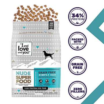 I AND LOVE AND YOU Nude Super Food Dry Dog Food - Salmon + Whitefish - Prebiotic + Probiotic, Grain Free, Real Meat, No Fillers, 23lb Bag