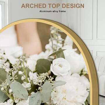 NISHCON Full Length Mirror with Stand, 59"x16" Arched Floor Mirror, Gold Frame Mirror Freestanding Wall Mounted Leaning Mirror, Full Body Mirror for Bedroom Living Room Dorm Entryway Dressing