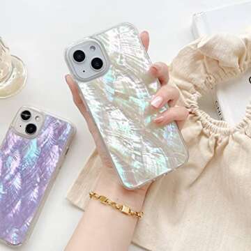 Stylish Mother of Pearl Glitter Phone Case for iPhone 13/14