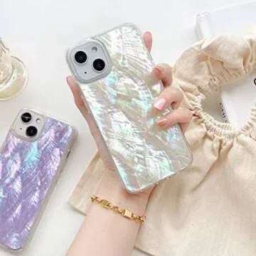 Stylish Mother of Pearl Glitter Phone Case for iPhone 13/14