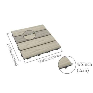 WPC Patio Deck Tiles,DIY Interlocking Decking Tiles, Floor Tile,Water Resistant Indoor Outdoor (9, 3...