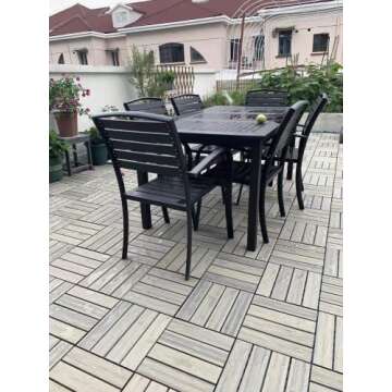 WPC Patio Deck Tiles,DIY Interlocking Decking Tiles, Floor Tile,Water Resistant Indoor Outdoor (9, 3D Organic White)