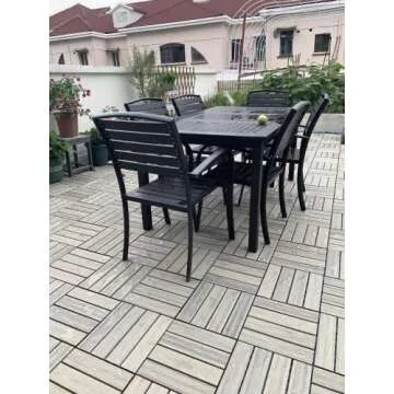 WPC Patio Deck Tiles,DIY Interlocking Decking Tiles, Floor Tile,Water Resistant Indoor Outdoor (9, 3D Organic White)