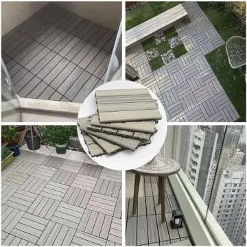 WPC Patio Deck Tiles,DIY Interlocking Decking Tiles, Floor Tile,Water Resistant Indoor Outdoor (9, 3D Organic White)