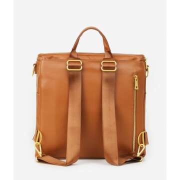 FAWN DESIGN The Original Diaper Bag, Faux Leather Diaper Bag Backpack, Adjustable Detachable Straps, 12 Pockets, Large Capacity Baby Bag for Mom, 13 x 13.5 x 7 inches (Bag Only)