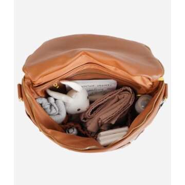 FAWN DESIGN The Original Diaper Bag, Faux Leather Diaper Bag Backpack, Adjustable Detachable Straps, 12 Pockets, Large Capacity Baby Bag for Mom, 13 x 13.5 x 7 inches (Bag Only)