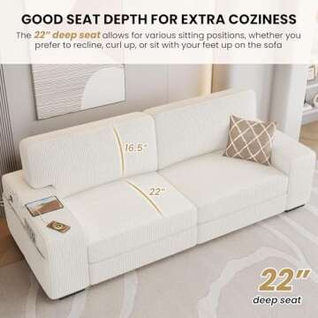 Yaheetech Modern 83.5" Sofa with USB Charging Ports