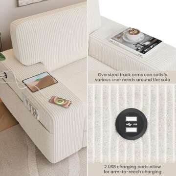 Yaheetech Modern 83.5" Sofa with USB Charging Ports
