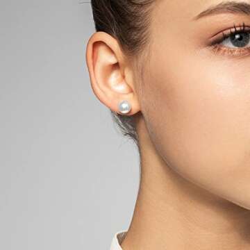 Initial Stud Earrings for Women 14K Gold Plated Alphabet Letters Pearl Earrings Personalized Earrings Gifts for Her D