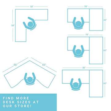 Progressive Desk L Shaped Height Adjustable Standing Desk 90" x 60" - Corner Computer Desk - Electric Stand Up Rising Workstation - Black Frame/Warm White Top