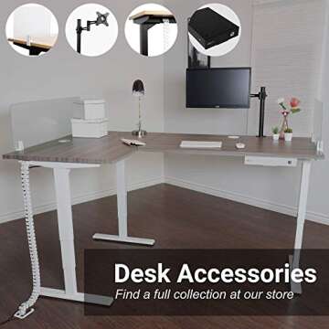 Progressive Desk L Shaped Height Adjustable Standing Desk 90" x 60" - Corner Computer Desk - Electric Stand Up Rising Workstation - Black Frame/Warm White Top