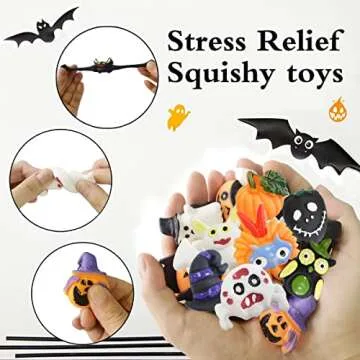 48 Pcs Halloween Mochi Squishy Toys for Kids' Parties