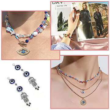 Urradia 520 Pieces Evil Eye Beads for Jewelry Making Kit