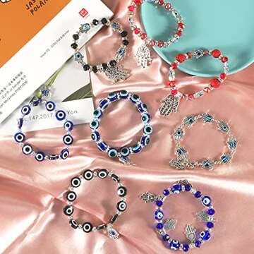 Urradia 520 Pieces Evil Eye Beads for Jewelry Making Kit