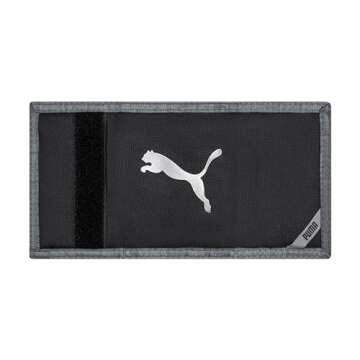 PUMA Kids' Little Rise Trifold Wallet, Black/Grey, One Size