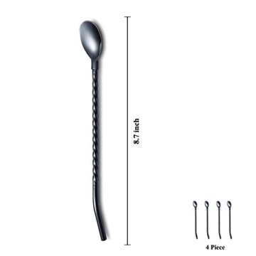 HOMQUEN Eco-Friendly Iced Tea Spoon & Straw Set 4 Piece