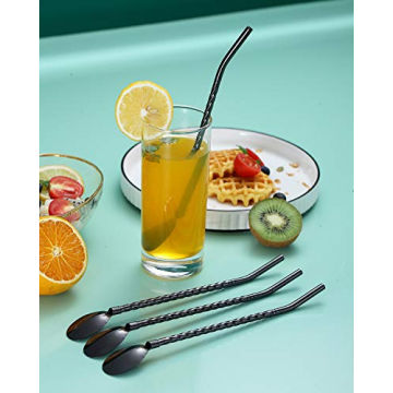 HOMQUEN Eco-Friendly Iced Tea Spoon & Straw Set 4 Piece