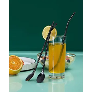 HOMQUEN Eco-Friendly Iced Tea Spoon & Straw Set 4 Piece