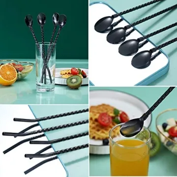HOMQUEN Eco-Friendly Iced Tea Spoon & Straw Set 4 Piece
