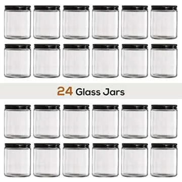 24 Pack 8 Oz Clear Round Glass Jars Perfect for Storage
