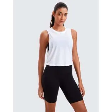 CRZ YOGA Women's Pima Cotton Cropped Workout Tank Tops