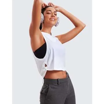 CRZ YOGA Women's Pima Cotton Cropped Workout Tank Tops