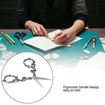 Vintage European Sewing Scissors Flower Plum Blossom Scissors Embroidery Stainless Steel Scissors for Tailor Craft Work(Silver)