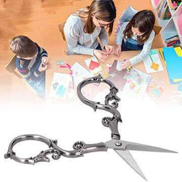 Vintage European Sewing Scissors Flower Plum Blossom Scissors Embroidery Stainless Steel Scissors for Tailor Craft Work(Silver)