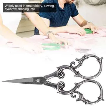Vintage European Sewing Scissors Flower Plum Blossom Scissors Embroidery Stainless Steel Scissors for Tailor Craft Work(Silver)