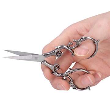 Vintage European Sewing Scissors Flower Plum Blossom Scissors Embroidery Stainless Steel Scissors for Tailor Craft Work(Silver)