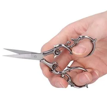 Vintage European Sewing Scissors Flower Plum Blossom Scissors Embroidery Stainless Steel Scissors for Tailor Craft Work(Silver)