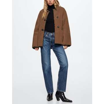 Bianstore Women’s Sherpa Fleece Jackets Casual Long Sleeve Buttons Faux Fur Coat Winter Outwear(Brown-L)