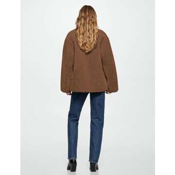 Bianstore Women’s Sherpa Fleece Jackets Casual Long Sleeve Buttons Faux Fur Coat Winter Outwear(Brown-L)