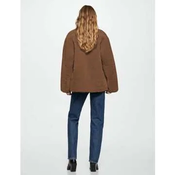 Bianstore Women’s Sherpa Fleece Jackets Casual Long Sleeve Buttons Faux Fur Coat Winter Outwear(Brown-L)