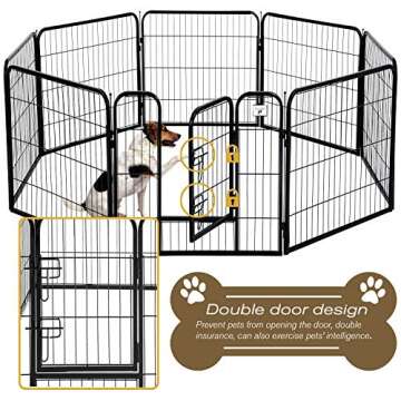 Large Dog Kennel Puppy Playpen Dog Fence 40 Inch Exercise Pen Gate Foldable 8 Panels with Door Optio...