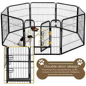 Large Dog Kennel Puppy Playpen Dog Fence 40 Inch Exercise Pen Gate Foldable 8 Panels with Door Optio...