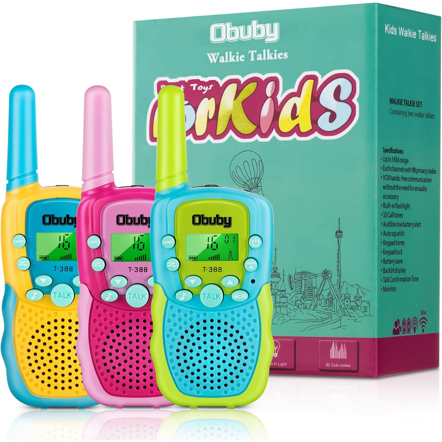 Obuby Kids Walkie Talkies - 3KM Range & 22 Channels