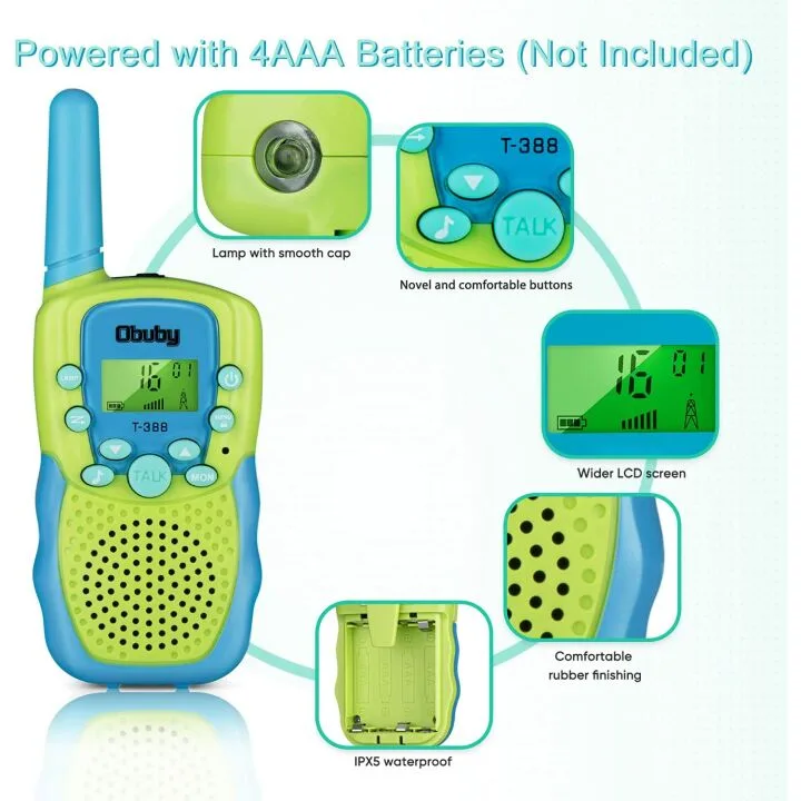 Obuby Kids Walkie Talkies - 3KM Range & 22 Channels
