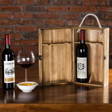Double Bottle Wood Wine Gift Box with Handle