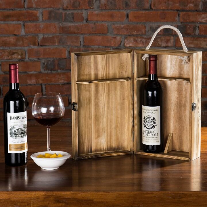 Double Bottle Wood Wine Gift Box with Handle