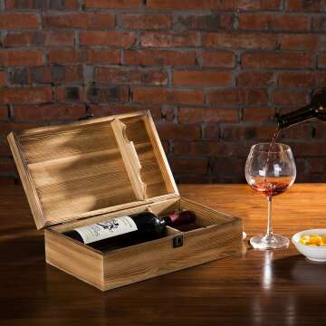 Double Bottle Wood Wine Gift Box with Handle