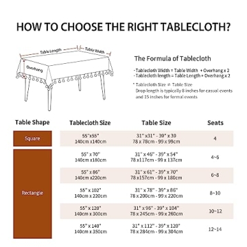 Deep Dream Tablecloths, 55 x 86 Inch Waterproof Table Cloth, Linens Wrinkle Free Anti-Fading, Rustic Table Cover Decoration for Kitchen Dinning Christmas (Rectangle/Oblong,6-8 Seats, Light Coffee)