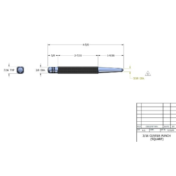 Starrett Steel Center Punch for Precise Drilling