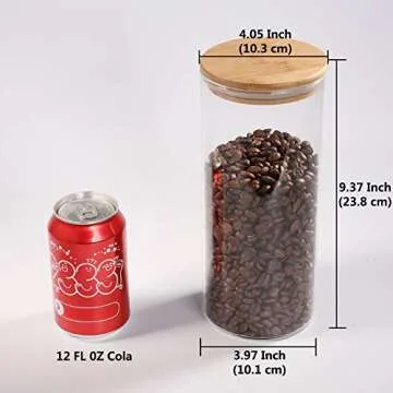Glass Coffee Bean Container, 52.36 FL OZ (1550 ML), [Thickened Version] 77L Glass Food Storage Jar with Airtight Seal Bamboo Lid - Clear Food Storage Canister for Serving Tea, Coffee, Spice and More