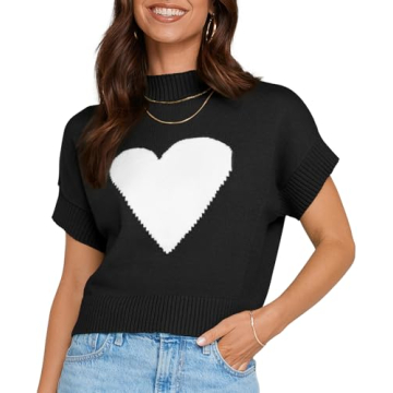 TARSE Womens Cropped Sweater Vest Casual Mock Neck Loose Fit Knit Lightweight Sweater Pullover Top T...