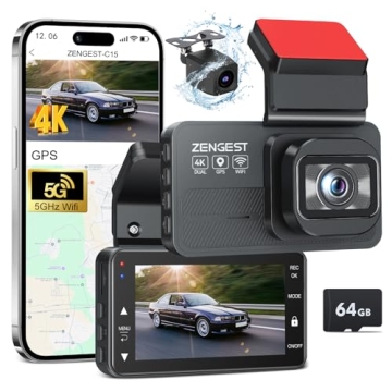 Ultra HD 4K Dual Dash Cam with Night Vision & 5G Wi-Fi - Free 64GB Card