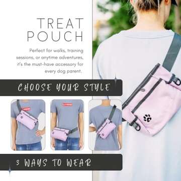 Dog Treat Pouches for Pet Training - Custom Design - Dog Treat Bag for Dog Training & Behavior Aids - Fanny Pack for Dog Walking Bag - Puppy Training Treat Pouch & Snacks Bag Pouch (Light Purple)