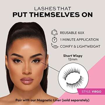 Glamnetic Magnetic Eyelashes - Virgo | Short Magnetic Lashes, 60 Wears Reusable Faux Mink Lashes Nat...