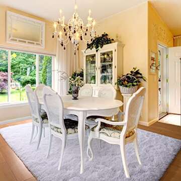 Ucomn Cozy Area Rug 4 x 6 Feet White, Indoor Shaggy Faux Fur Rug, Modern Home Decor Plush Throw Carpet for Living Room, Bedroom, Kids Playroom, Nursery, Dining Room